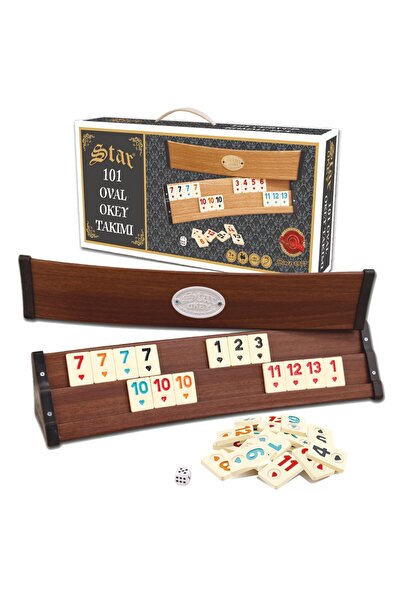 Star Oyun Aletleri 101 Oval Ahşap Okey Takımı (Koyu Renk)