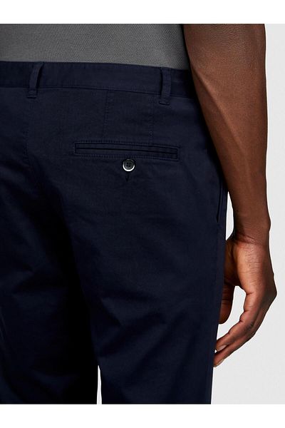 Sisley Slim Fit Vintage Effect Chino Παντελόνι Ανδρικό Navy Blue Παντελόνι - 323A4DM6SF02Y