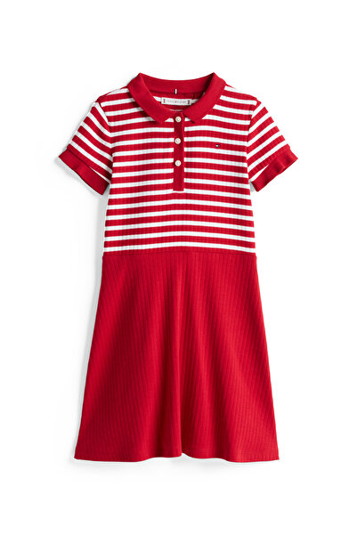 Tommy Hilfiger Tommy Hilfiger Girls Primary Red Stripe Polo Skater Dress