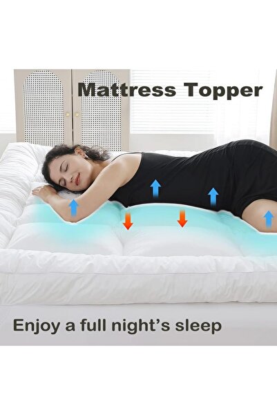 Generic Mattress Topper Fluffy & Extra Thick Fibersheet Hotel Bed Supersoft Breathable Brushed Fabric Pad