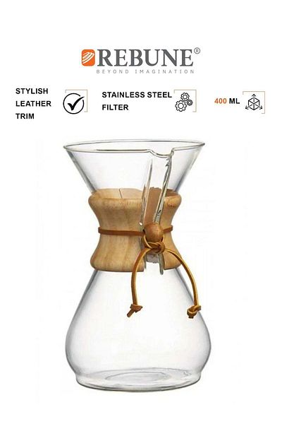 rebune Glass Drip Coffee Maker - 400ml - Transparent - RWG-400