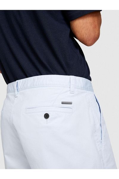 Sisley Stretch Cotton Fabric Waistband Hole Curled Leg Short Shorts Men's Blue Shorts - 324P4Teqs900Z