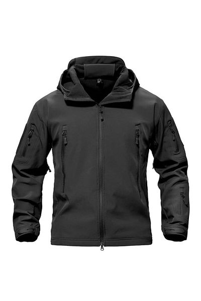 Hipolar Autumn-Winter Jacket, Softshell with Fleece Interior, Black, Waterproof and Windproof, Size XL