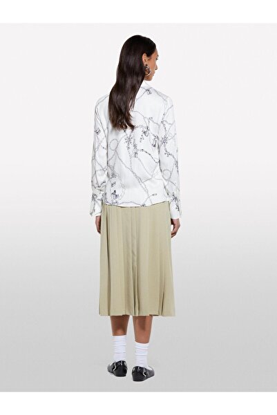 Sisley Viscose Pleated Slit Detailed Midi Skirt Women's Sand Color Skirt - 325P4Kvxl002M