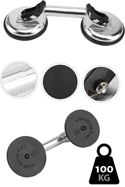 STAXX POWER 100Kg Max Çift Vakum Cam Mermer Seramik Çiftli Vantuz Cam Tutucu Seramik Mermer Taşıma Aparatı