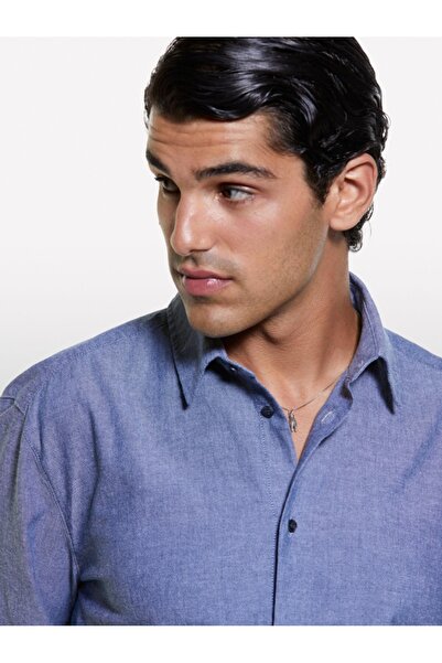 Sisley 100% Cotton Regular Fit Long Sleeve Classic Collar Shirt Men's Black Mix Shirt - 324A56Igsq040