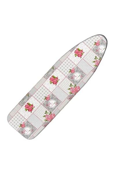 SYHGRUP Ironing Board Cover with Elastic, Floral Print, Cotton, 140x50 cm, Gray
