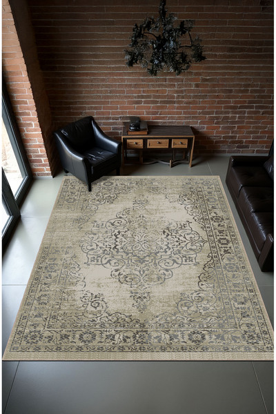 BigArts Home Makinede Yıkanabilir Kaymaz Taban Leke Tutmaz Göbekli Salon Halı...