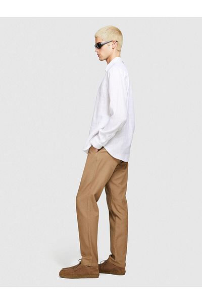 Sisley 100% Linen Regular Fit Shirt Men's White Shirt - 324P5Bkusq029