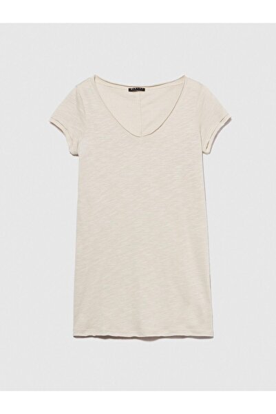 Sisley Γυναικείο μπλουζάκι με λαιμόκοψη σε σχήμα V από βαμβακερό μείγμα - 324P3TNHL400E