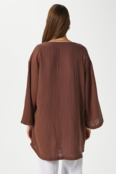 Ritnice Жіночий кімоно Sandra, 100% бавовна, муслін, з шнурками, коричневий