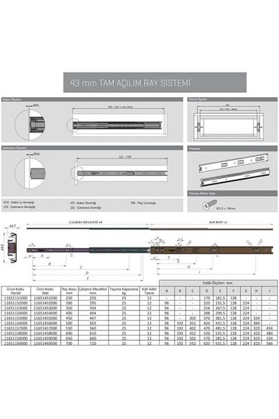 ShopZum Kadroglu Galvanized Telescopic Drawer Rail 43X400 New 1107872