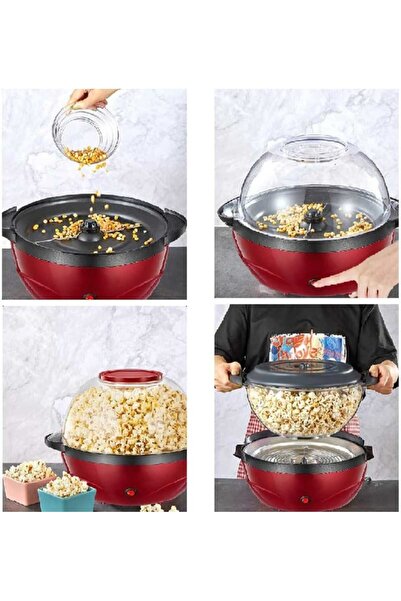 SOKANY Automatic Popcorn Maker – Hot Oil Popper with Reversible Bowl, ETL Certified, Red 850W