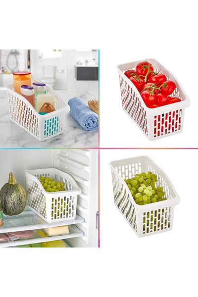 SyaMAG Organizator Frigider, Plastic, Alb, Dimensiuni 29x15.8x17cm, Potrivit Masina de Spalat Vase