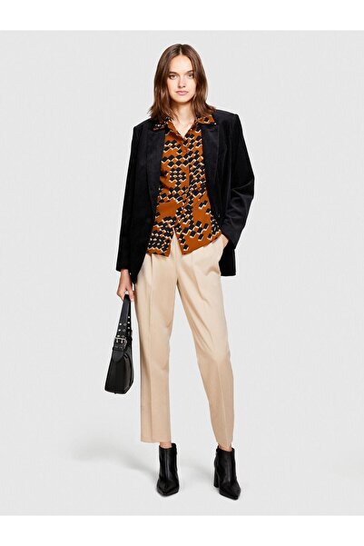 Sisley Desenli Regular Fit Gömlek Kadın Gri Gömlek - 323A5D99LQFF7