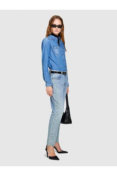 Sisley Cămașă din denim Slim Fit cu 2 buzunare Cămașă neagră pentru femei - 323A5TKL5QF66