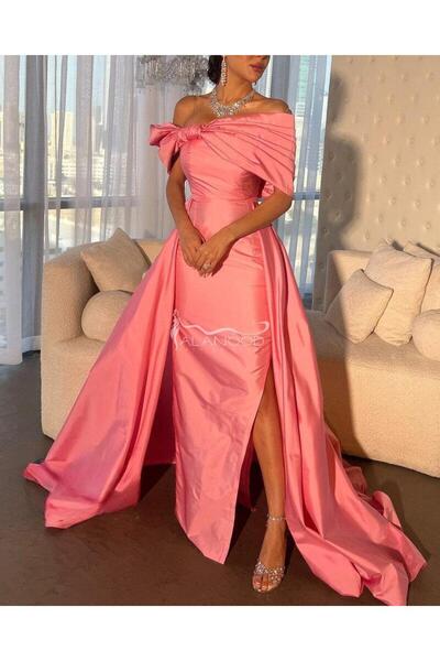 ALANOOD FASHION فستان شانتون وردي مميز للسهرات والمناسبات العائلية - متوفر بجميع المقاسات