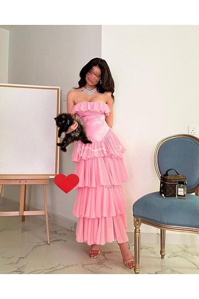 ALANOOD FASHION Bold Pink Chiffon Layered Dress - Age Confusing Dresses for Girls