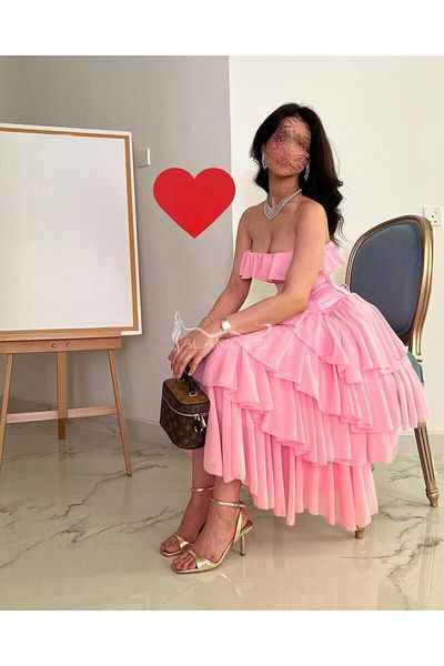 ALANOOD FASHION Bold Pink Chiffon Layered Dress - Age Confusing Dresses for Girls