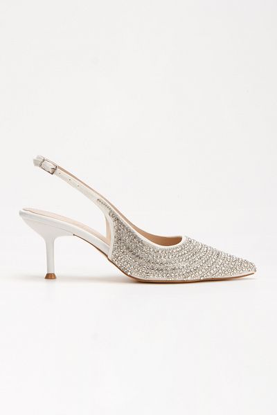 UYEGE Honey Series Low Thin Heel Pointed Toe White Stone Evening Shoes