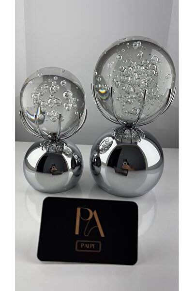 Palpe Krom 2'li Kristal Dekoratif Obje Biblo Süs Eşya Salon Aksesuar Tv Sehpa...