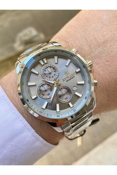 Reward Men's Wrist Watch Waterproof Silver Color Steel Cord Bracelet Gift