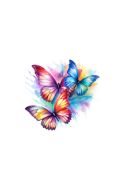 INOVATIX Set de 8 autocolante cu fluturi tropicali curcubeu, INOVATIX®. 6 cm