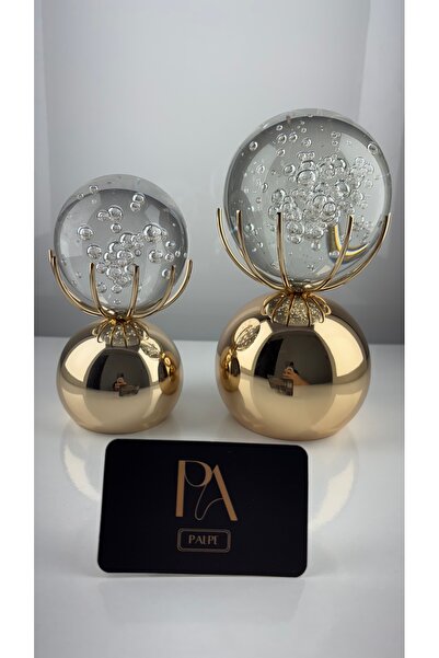 Palpe Gold 2'li Kristal Dekoratif Obje Biblo Süs Eşya Salon Aksesuar Tv Sehpa...