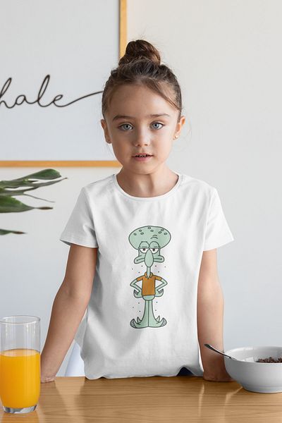 SEVBANO Tricou unisex pentru copii cu desene animate Spongebob Squidward (vârsta 1-12)