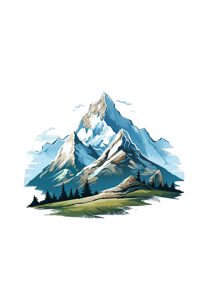 INOVATIX Set de 8 bucăți, autocolant Munți Înzăpeziți, INOVATIX®. 6 cm