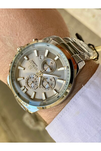 Reward Men's Wrist Watch Waterproof Silver Color Steel Cord Bracelet Gift