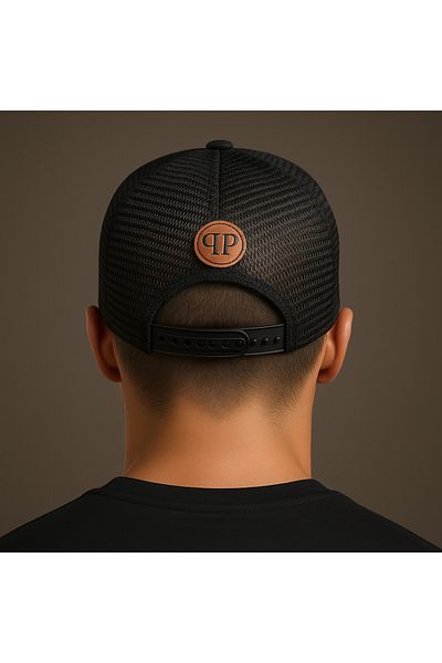 style iconic Philip Plain Limited Edition Trucker Cap – Black Hex Skull Logo
