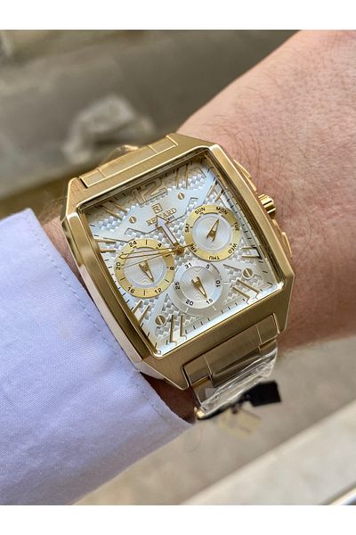 Reward Men's Wrist Watch Gold Color Waterproof Steel Band Bracelet Gift