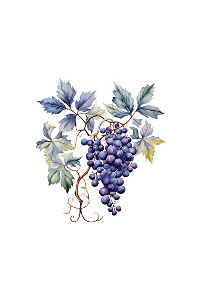 INOVATIX Set de 8 bucăți, autocolant Struguri negri cu frunze, INOVATIX®. 6 cm