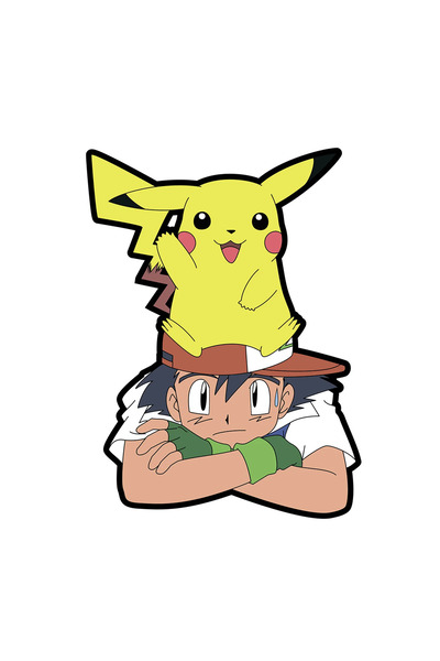 INOVATIX Set de 8 autocolante Pokemon Pikachu pe șapca lui Ash, INOVATIX®. 6 cm