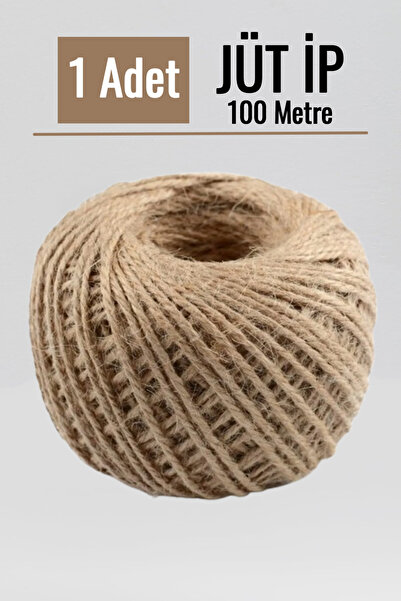 Fotografyabaskı 1 Adet Hasır Jüt İp 100 Metre Doğal Jüt Ip - Keten İpi, Hasır Ip, Halat Ip, Çuval Ipi Süsleme Ipi