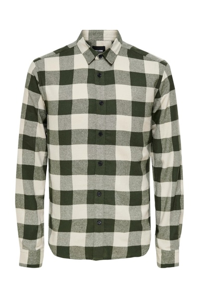 Only & Sons Onsgudmund Ls Checked Shirt Noos Чоловіча зелена сорочка UK - 22007112