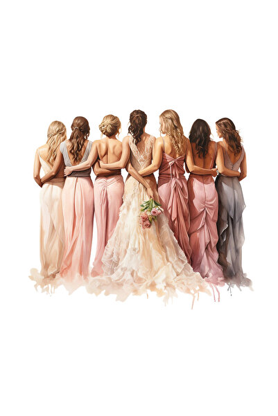 INOVATIX Set de 8 autocolante cu mireasă și cinci domnișoare de onoare, INOVA...