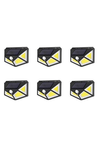 SIKS Set of 6 x SIKS® Solar Powered Lamp, Motion Sensor, 3 Lighting Modes, 100 LED, Wall Mounted