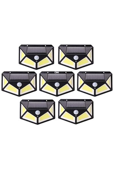 SIKS Set of 7 x SIKS® Solar Powered Lamp, Motion Sensor, 3 Lighting Modes, 100 LED, Wall Mounted