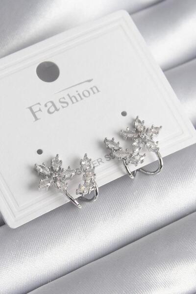Skygo Brass Silver Color Zircon Stone Flower Model Women's Earrings - Tj-Bkp9740