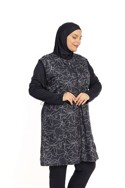 İKSUN Battal Large Size Lycra Long Sleeve Full Covered Hijab Swimsuit