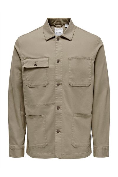 Only & Sons Мъжка кафява риза ONSDIEGO TWILL с дълъг ръкав, цвят UK - 22030121