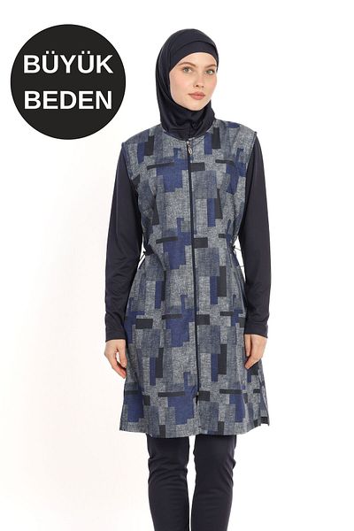 İKSUN Battal Large Size Lycra Long Sleeve Full Covered Hijab Swimsuit