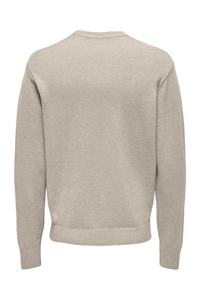 Only & Sons Onsleon Life Reg 12 Pbt Crew Knit Men's Beige Sweater - 22030507