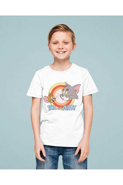 SEVBANO Tricou unisex pentru copii cu desene animate cu imprimeu Tom și Jerry (vârsta 1-12)