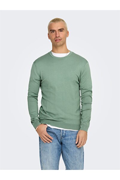 Only & Sons Onswyler Life Reg 14 Ls Crew Knit Noos Men's Green Sweater - 22020088