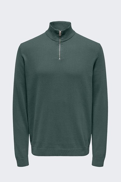 Only & Sons Onsalex Reg 12 Half Zip Knit Men's Green Sweater - 22022523