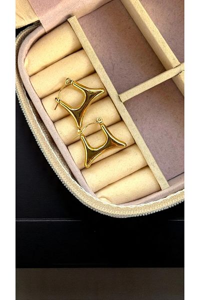 MUTENA Golden Yellow Colored Curved Steel Earrings U Model Shaped Gold Earrings