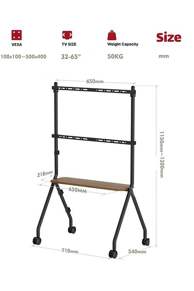 Old_Feller 32-65" Artistic Easel Tv Stand: Height-adjustable, Wheels, Wood Shelf, Heavy-duty,